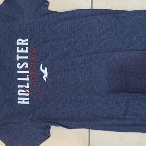 Hollister Blue Tee with White and Red Accents